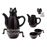 Set Tetera Gato Infusor + 2 Tazas Mug Gatos