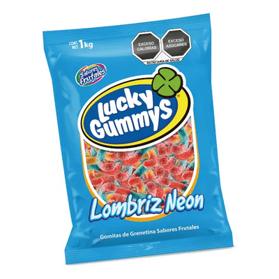 Gomitas Frutales Lucky Gummys Lombriz Neon 1 kg Grenetina | MercadoLibre