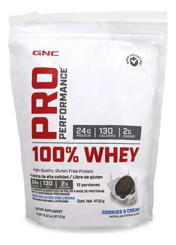 100% Whey Proteína De Suero De Leche Pro Performance 411.6 G Sabor Galletas Con Crema