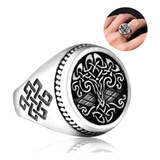 Anillo Color Plata Árbol De La Vida Vikingo Celtas Hombre