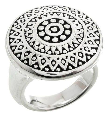 Anillo De Plata 925 Inflado Mandala 