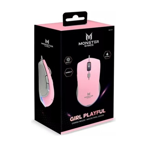 Mouse Gamer Monster Girl Playfull Rosa 6400dpi