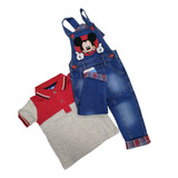 Conjunto Pantalón Oberol Overol Jeans Y Camiseta Para Niño