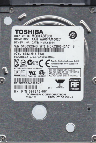 Disco Duro Interno 2.5  7mm Toshiba Mq04abf 1.0 1tb
