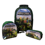 Kit Mochila Infantil Minecraft Com Rodinha