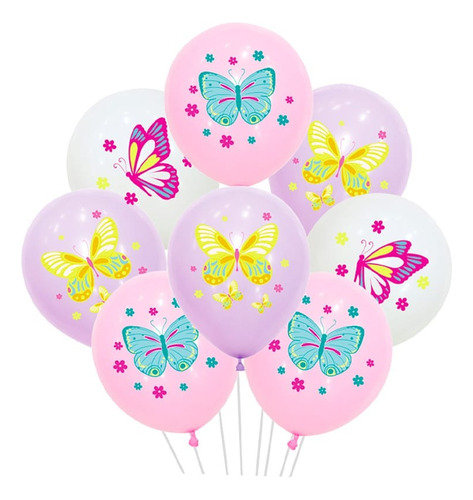  Set De Globos Latex Modelo Mariposa 16 Unidades De 23cm