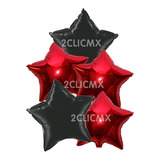 5 Globos Metalicos Estrella Decoracion Rojo Negro 45 Cm 