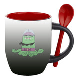 Mug Magico Con Cuchara Dibujos Animados   R371