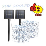 2pack 20m 200led Luz Solar Cadena Decoración Navideña