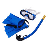 Bx) Swim Kids Snorkel Set Gafas Snorkel Aletas Máscara Azul