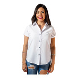 Blusa Camisa Mujer Manga Corta Blanca Lisa