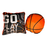 Par Almofadas Cheias Basquete Preto/laranja 45cm X 45cm Viés