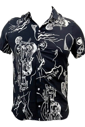 Camisa Fibrana Estampada  Incaico  Mangas Cortas T S A 2xl