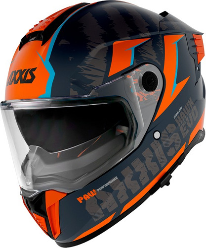 Casco Moto Axxis Hawk Evo Paw B4 Naranja Mate Doble Visor