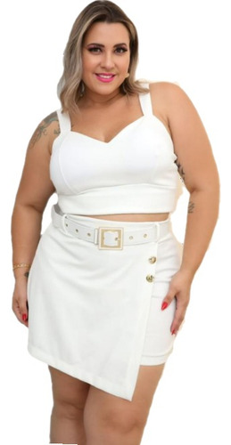 Conjunto Feminino Plus Size Cropped Short Saia Promoção