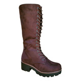 Botas Largas Bucaneras De Gamuza Mujer Casual - 7130