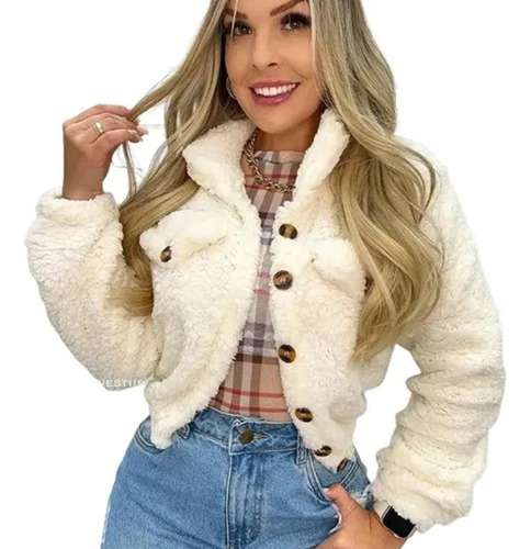 Jaqueta Casaco Pelinho Teddy Blusa Feminina Moda Inverno