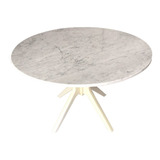 Mesa Cocina Circular Mármol Carrara Base Madera Petiribi