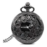 Reloj De Bolsillo De Cuarzo Vintage Steampunk Negro