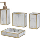 Set De Baño Completo 4pc De Resina Diseño White Gold 