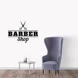 Adesivo Barbearia Logo Barber Shop Preto Parede Porta Grande