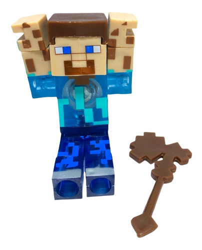 Figura Juguete Muñeco Steve Minecraft Con Espada Incluye Luz