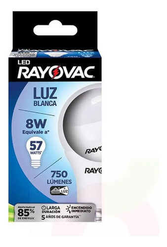 Rayovac Ampolleta Led  Luz 8w 750 Lumenes