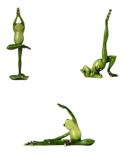 3 Figuras Divertidas De Rana De Yoga Para Oficina, Césped,
