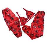 Pijama Dúo Pareja Novios Spiderman Peluche Pantalón Y Top