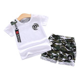 Conjunto Para Niño Playera Manga Corta Y Short Militar