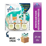 3 Pz - Glade Plug Ins Aceites Natural 3pk 21ml Paraiso Azul
