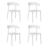 Silla Niviko Living Comedor Jardin Set X4 Plastica Apilable Estructura De La Silla Blanco Asiento Blanco Diseño De La Tela Polipropileno