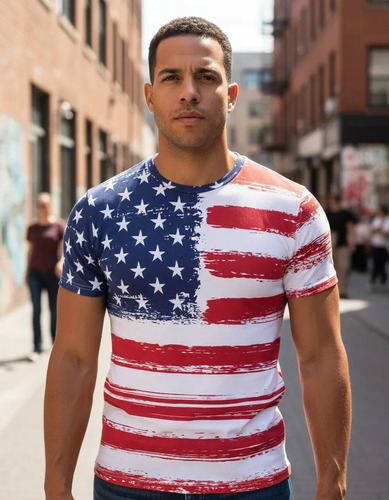 Playera Sublimada Full Print Bandera Estados Unidos Usa