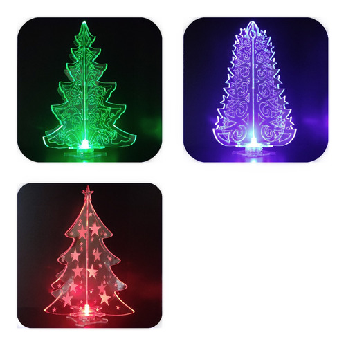 Arbolito De Navidad Led Multicolor 24 Cm A Pila 3 Modelos