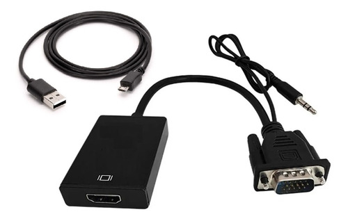 Cable Adaptador Conversor Vga A Hdmi 1080p + Audio + Usb Mg