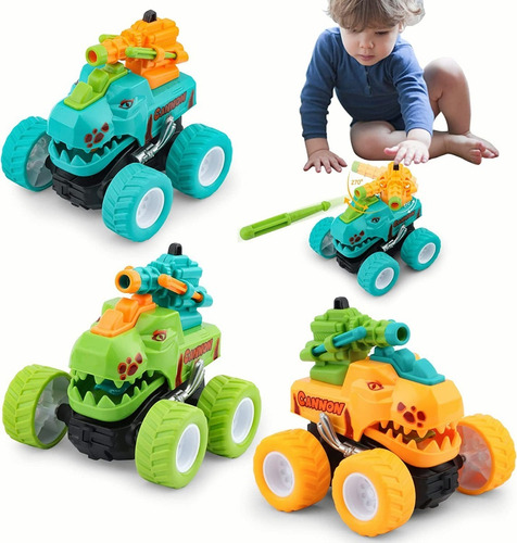 Juguete Monster Truck De Fricción Lanzadores Catapulta 3 Pcs