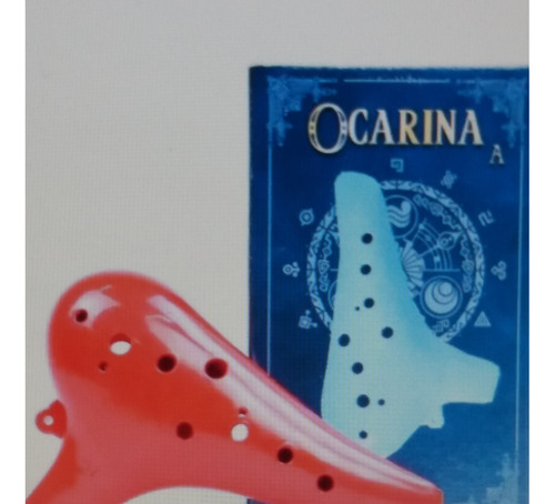 Flauta Ocarina Standard Abs 12 Furos Em C Dó Vermelho E Azul