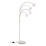 Lampara De Pie Miro 4 Luces Cuerpo Blanco Con Cromo Led