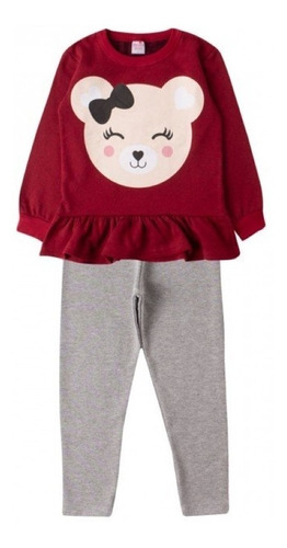 Conjunto Infantil Feminino Blusa De Moletom E Calça Legging