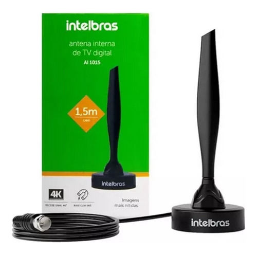 Antena Interna Tv Smart Intelbras Suporte Imã Uhf 4k Digital