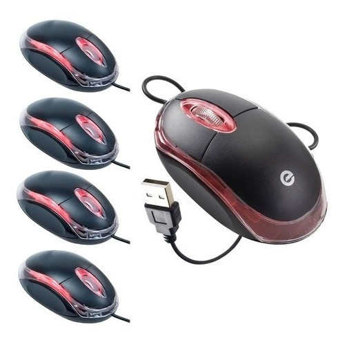 Kit 10 Mouse Optico Led Usb Plug & Play Fio Barato Atacado