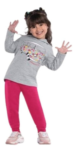 Conjunto Infantil Menina Casaco E Calça Moletom Kyly Mescla