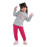 Conjunto Infantil Menina Casaco E Calça Moletom Kyly Mescla