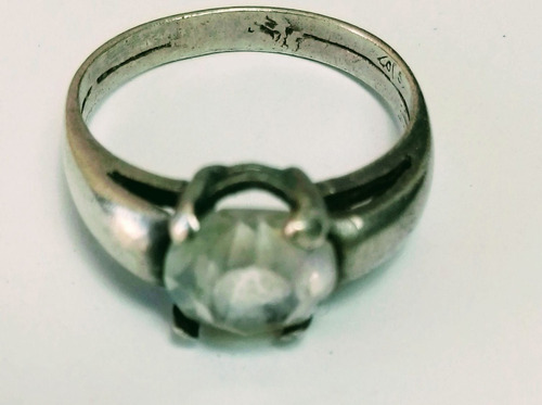 Anillo De Plata  925 Dama  Con Piedra Tranparente