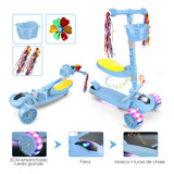 Scooter Monopatín 3 En 1 Luz Música Plegable Regalo Niños