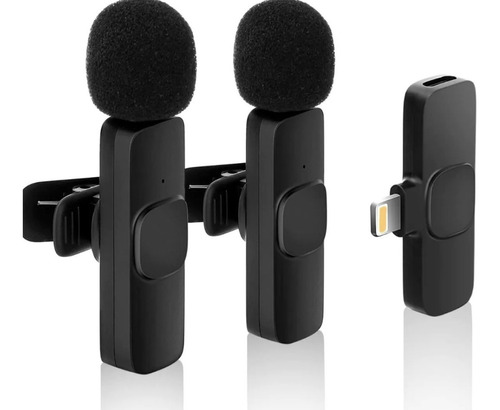 Microfono Inalambrico Periodista 2 Mic Compatible iPhone Color Negro