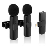 Microfono Inalambrico Periodista 2 Mic Compatible iPhone Color Negro