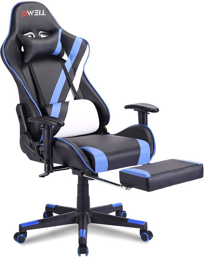 Silla Gamer Ergonomica Con Apoyapies Edwell Azul