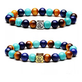 Pulsera Budista De La Tranquilidad Om Ojo Tigre Full