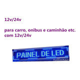 Painel Letreiro Led Digital 100x20 Azul 12v/24v Externo 